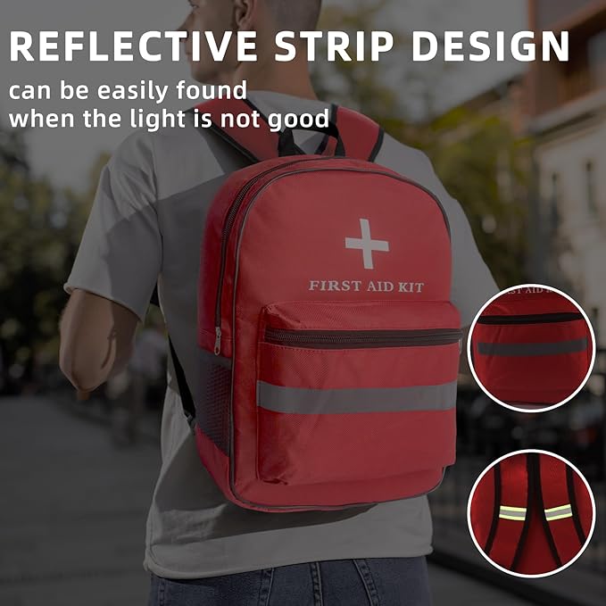 Pet First Aid Backpack Empty with Portable Bag for Pet First Aid Kits, Home Outdoor Travel Camping Emergency Supplies Storage (Red,White)