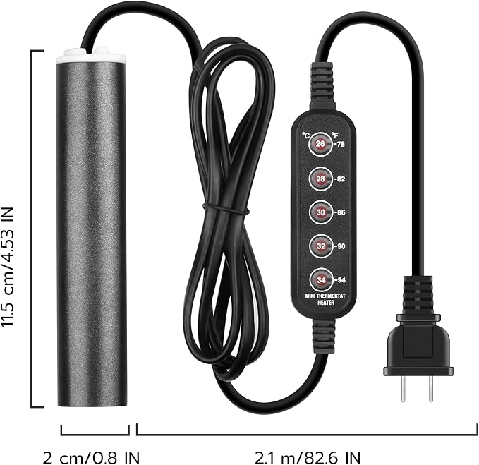 Small Aquarium Heater 75W, Controllable 5 Temperature Modes for 5-15 Gallon Betta Fish Tank Heater, 78°F Mini Submersible 5 Buttons Temperature Constant Easily Setting, Freshwater & Saltwater Tanks