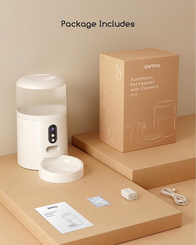Automatic Cat Feeder with Camera, 3MP HD Video & Night Vision, 5G/2.4G WiFi Smart Pet Feeder with APP Control, 2-Way Audio, Motion Alerts, Low Food Sensor, Timed Cat Feeder for Cats & Dogs, 4L