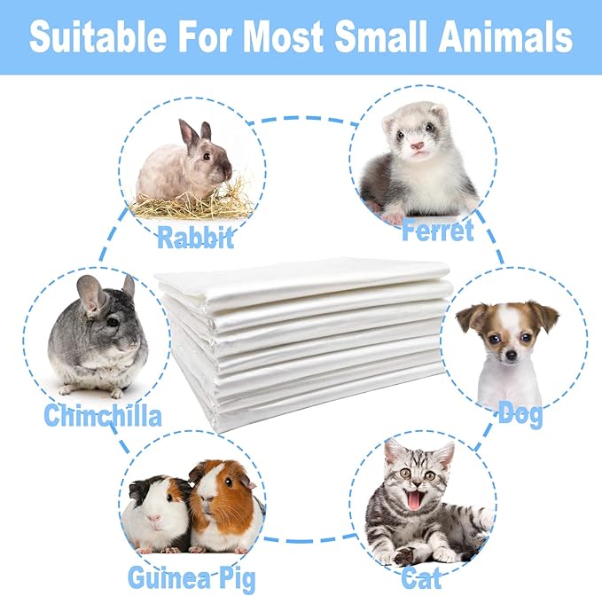 50 Pcs Disposable Rabbit Cage Liner, 35'' X 27'' Large Bunny Cage Tray Liners Clear Plastic Guinea Pig Toilet Film for Bunnies Ferrets Chinchillas Birds Small Animal - Leak Proof & No Mess