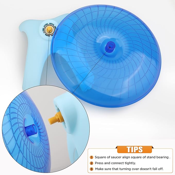 Hamster Wheel Silent Saucer Spinner/Quiet Exercise Flying Runner for Dwarf Hamster/Gerbil Rat/Hermit Crab Small Cage(Blue)