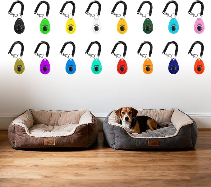 32 Pcs Dog Training Clicker with Wrist Strap Multicolor Pet Behavioral Training Accessories for Dogs Cats Horses Birds