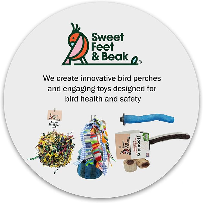 Sweet Feet and Beak Comfort Grip Safety Perch for Bird Cages - Pedicure Perch for Birds to Keep Nails and Beaks in Top Condition - Safe Easy to Install Bird Cage Accessories Small 6.5" - Blue