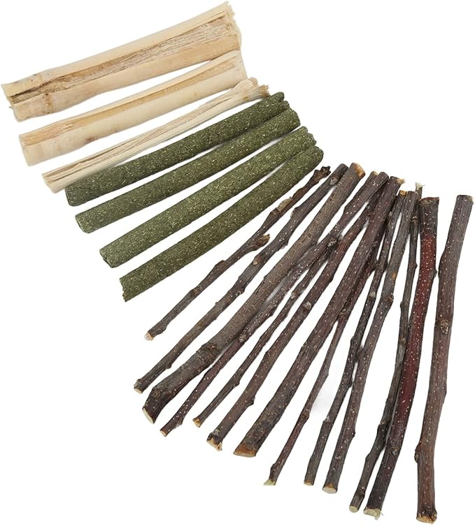 Natural Organic Apples Sticks, Hamster Chew Stick Hams Rabbit Bunny Gerbil Guinea Pig Squirrel Chinchilla Small Animal Chew Sticks (Apple Branch Grass Stick Sweet Bamboo Mix 100g)