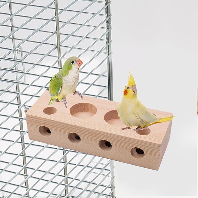 Bird Wooden Block Chewing Toy Parrot Chewing Toy Wood Toys Foraging Training for Small Animals Shredding Biting Wood Bird Cage Accessories Teething for Parakeets Cockatiels Conures Lovebird