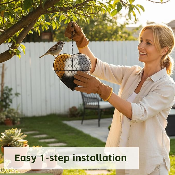 Handmade Fiber Bird Nesting Heart, Alpaca Fiber Bird Material House,Hummingbird Nest Boxes for Outside, Winter Tree Shelter for Wild Birds, Gifts for Hummingbirds Lovers (1 PCS)