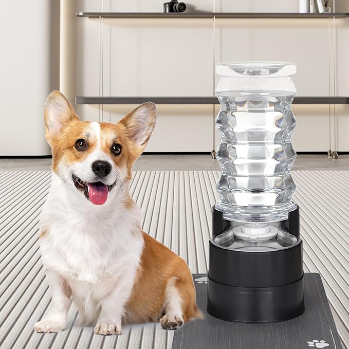 RIZZARI Gravity Water Dispenser for Dogs: 8L Raised Automatic Stainless Steel Waterer -Helps Prevent Urinary Stones - Supports Spine & Joint Health-for Senior Dogs & Large Breeds-Bedrooms & Indoor Use