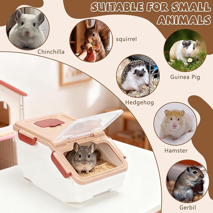 Extra Large Chinchilla Sand Bath Container Kit, Plastic Chinchilla Dust Bath House with Wash and Care Accessories, Dust Bathtub for Hamster Hedgehog Guinea Pig and Other Small Animals