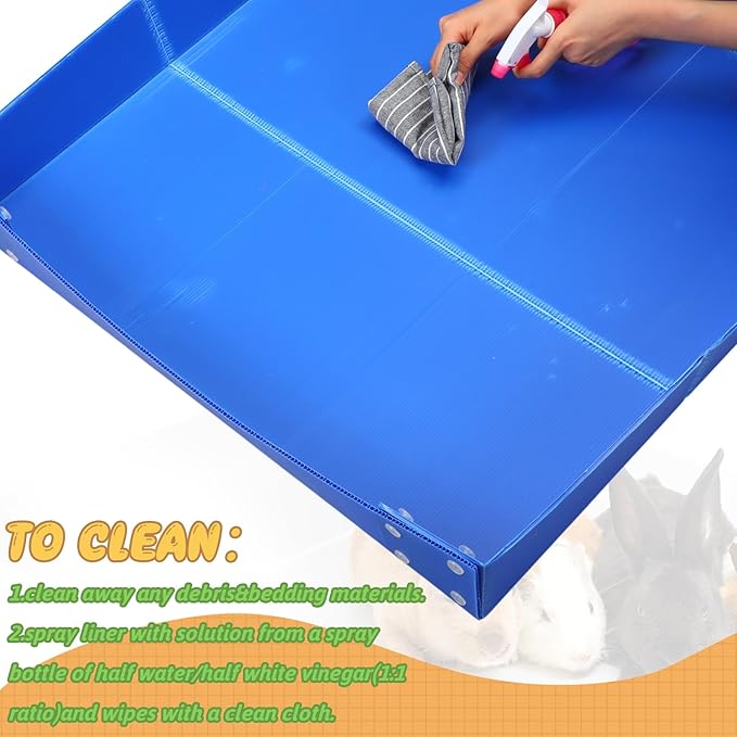 Wenqik 2 Pcs Guinea Pig Cage Liner Corrugated Plastic Cage Liner Base 2 x 4 Panel Size for Small Animals Hedgehogs Rabbits Tray, 55 x 27 Inch (Blue)