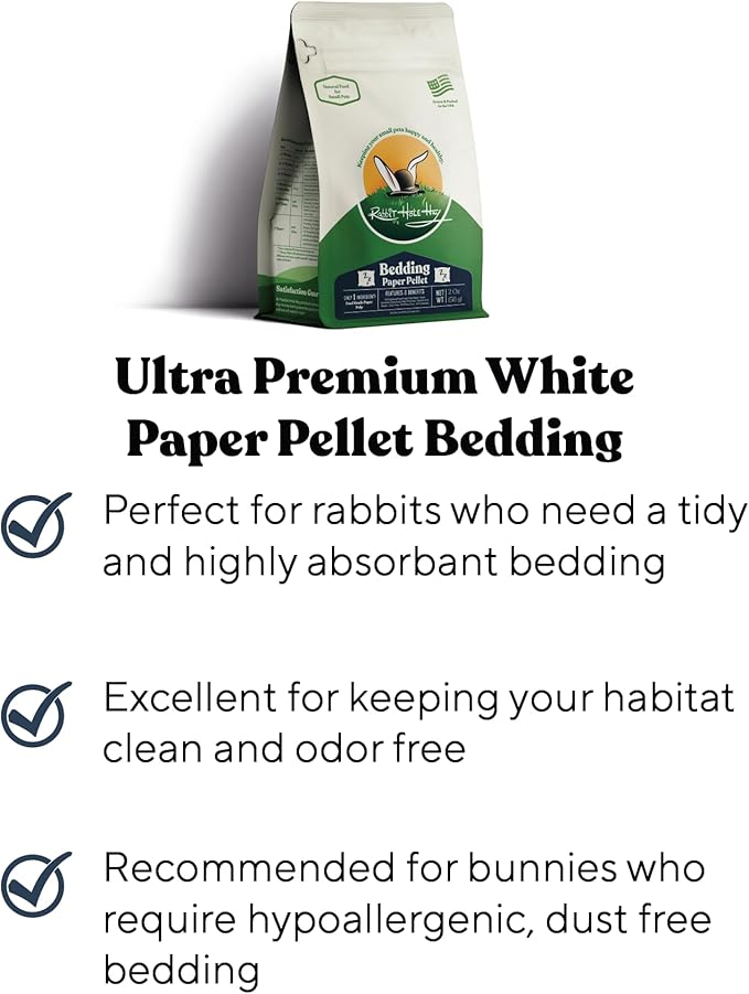 Rabbit Hole Hay - Ultra Premium Paper Pellet Bedding, White, 20 lb Box, for Small Pets - Dust-Free & Safe