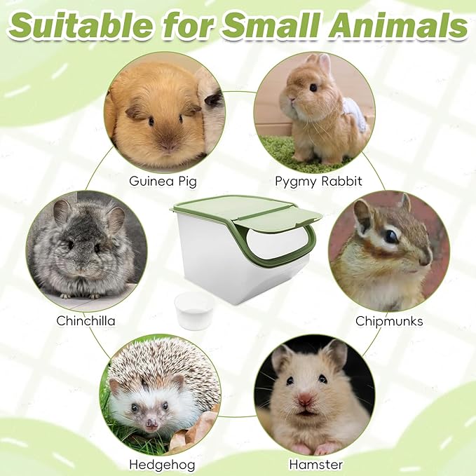 PINVNBY Chinchilla Sand Bath Box Gerbil Transparent Bathroom Chinchillas Plastic Dust Bath House with Sand Cup for Guinea Pig Hedgehog Squirrel and Other Small Animals(Green