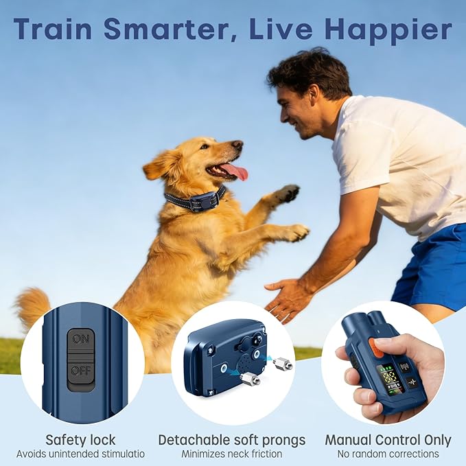 Dog Training Collar with Remote – 4200FT Range, 2-in-1 Ultrasonic Bark Deterrent, 4 Humane Training Modes, Dual Channel, IP67 Waterproof & Rechargeable eCollar for Small, Medium & Large Dogs 20–120lbs