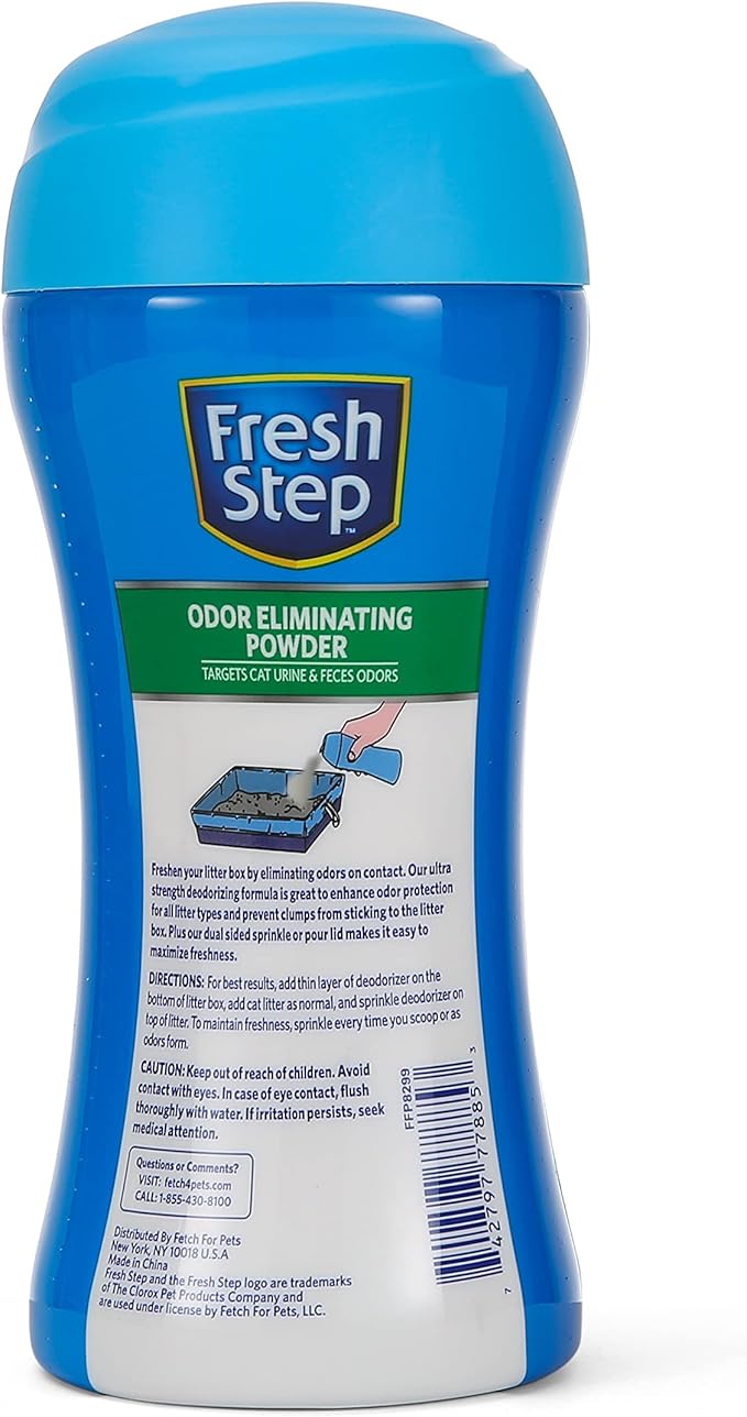 Fresh Step Odor Eliminating Powder, Litter Box | For Cat Litter | Neutralizing Formula | 16 Ounces | Pack of 2