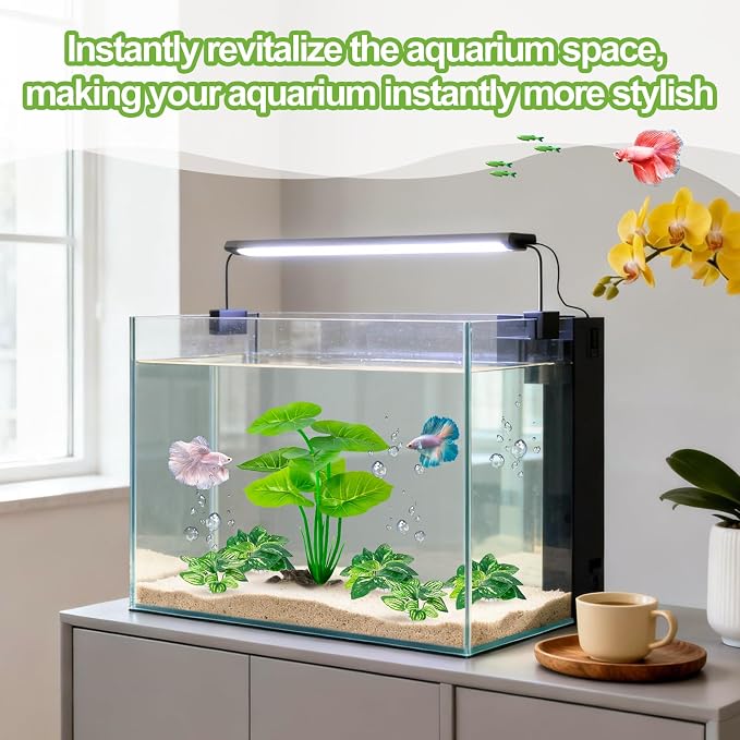 6 Pcs Aquarium Plants Fish Tank Decor,Artificial Driftwood with Textured Base Fish Tank Accessories Reptiles Plants Driftwood