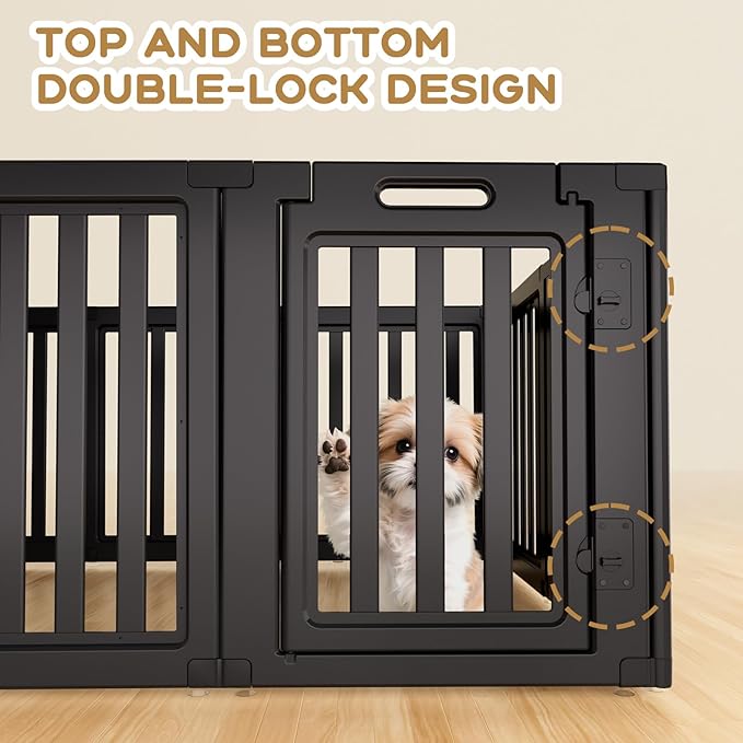 Dog Playpen, Clear Dog Pen, Dog Pen Indoor, Easy to Install and Remove Dog Play Pen, Puppy Playpen Suitable for Dogs, Cats,Dog Playpen Indoor (Black, 23.6 inch Height, 12 Panels)