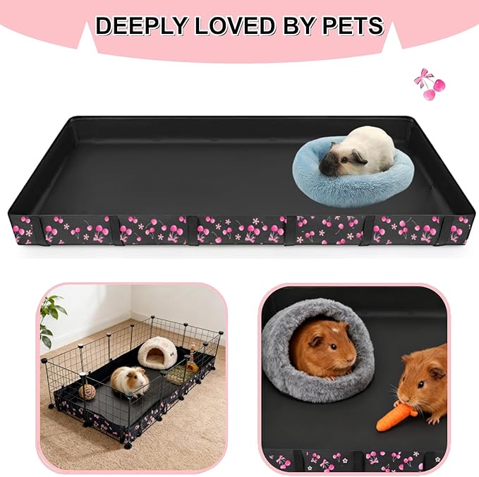 DZWLKJ Guinea Pig Cage Liner,Washable Tarp Bottom Base,Cherry Graphic ,24"x48", Reusable for Rabbit, Chinchilla, Hedgehog, Ferret & Other Small Animals.