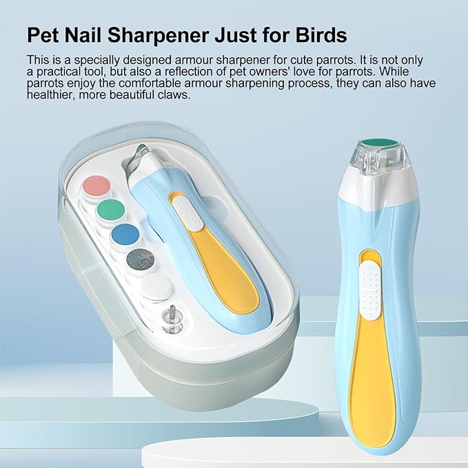 Bird Nail Grinder,Bird Nail Trimmer,Bird Beak Trimmer with LED Lights,Electric Bird Beak Grinding Stone,with 6 Grinders Adjustable Speed,for Budgies,Parakeets,Conure,Cockatiels,Lovebirds,Finches.