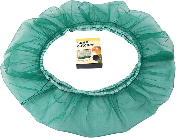 Sperrins Adjustable Bird Cage Cover,Seed Catcher Bird Cage Tidy Bird Cage Mesh Net Cover Skirt Guard for Parrot Parakeet Round Square Cages