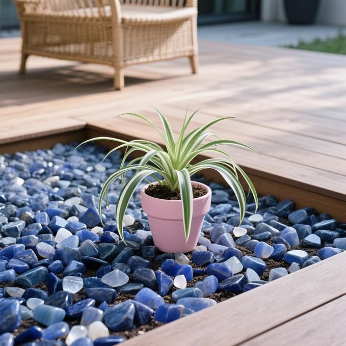 Aquarium Gravel 0.96LB Vase Filler Home Decor Fish Tank Crushed Stones Natural Pebbles Succulent Rocks Polished Irregular Shaped Bulk - Blue