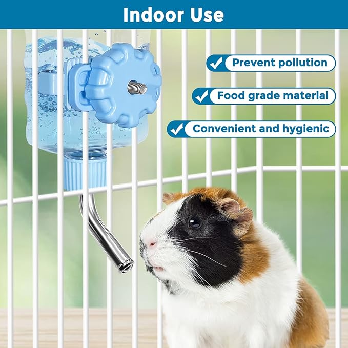 Vannon Small Animal Water Bottles 6oz (177.42ml) Clear Water Dispenser for Rabbit, Guinea Pig, Chinchilla, Ferret, Hedgehog - BPA Free