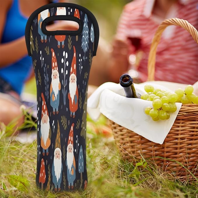 Christmas Santa Claus Tree Wine Bag Single Bottle Wine Tote Bag Neoprene Wine Carrier Bags with Carry Handle Portable Wine Bottle Holder for Travel Party Picnic