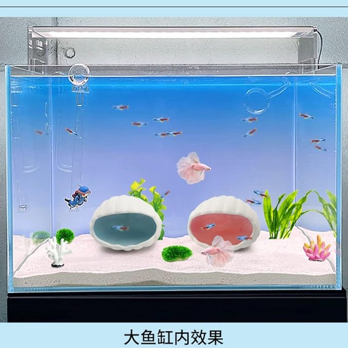 Ceramic Cave Shell Fish House - Small Animal Hideout for Hamsters, Gerbils, Chinchillas, Mice, Rats, and Syrian Hamsters - 5.1 inch(Pink M)