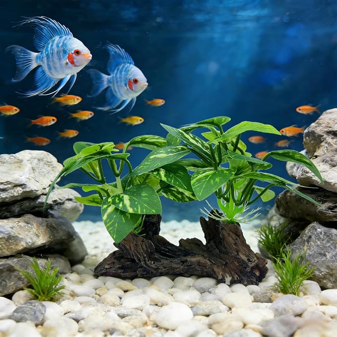 Fish Tank Decor, Aquarium Plants, Reptile Tank Accessories | Artificial plant decorations for aquariums and amphibian habitats, providing both hiding spots and decoration. Type-C