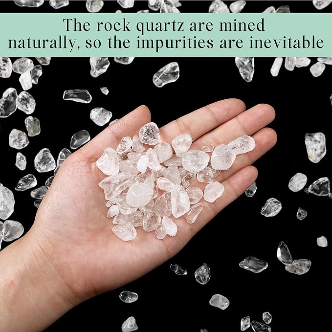 5 Lbs Clear Quartz Crystal Chip Bulk Small Crystal Stone Tumbled Gravel Natural Rock Quartz Crushed Stone for Crafts Fish Tank Aquarium Vases Filler Decor Reiki Energy Balancing(White)