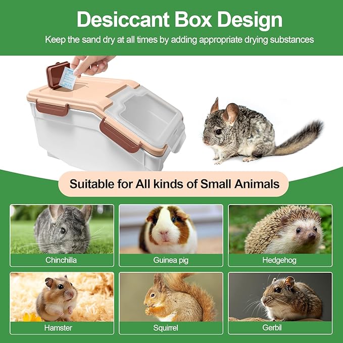 Large Chinchilla Sand Bath Container Kit Plastic Chinchillas Dust Bath House with Sand Cup and Sand Shovel Hamster Shower Room for Hedgehog Guinea Pig Squirrel and Other Small Animals(Pink)