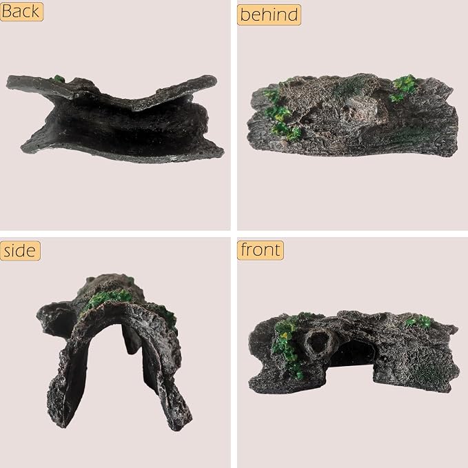 IBWell Aquarium Wood Fish Tank Decorations,Resin Fake Logs Terrarium DÉCor, Reptile Hide Aquarium Hideout for Fish Cave, Small Turtles, to 20 Gallon Tank