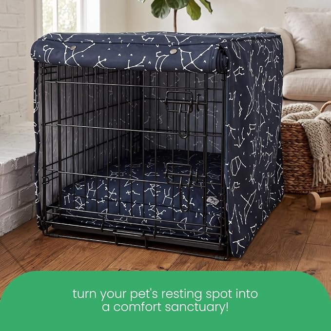 Molly Mutt Rocketman Dog Crate Cover, 100% Cotton Canvas Cover with 2 Roll-Up Panels, Ideal for Dog or Cat Crate, Durable, Washable, and Free of Harmful Chemicals, 36" x 24" x 27"