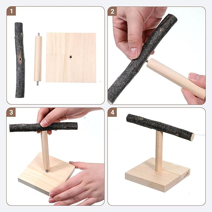 Bird Perch Stand Bird Training Stand Portable Tabletop Parrot Stands Natural Wood Parakeet Perches for Parakeets Cockatiels Conures Macaws Finches Lovebirds