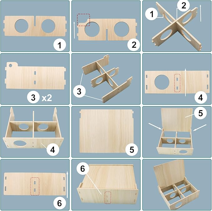 Hamster and Mouse Wooden Tunnel Cage Secret Peep Shed Chamber Hideout & Tunnel Exploring Toys