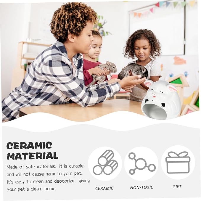 Small Pet Ceramic Hamster Hideout House Wear-Resistant Guinea Pig Resting Bed Safe Cool Animal Nest for Hamsters Chinchillas and Small Pets Comfortable Soothing Hideaway