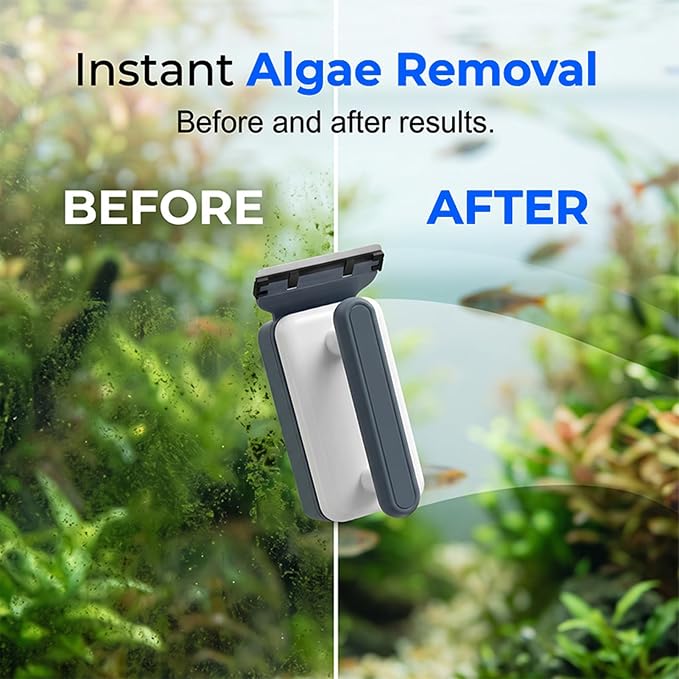 AOYEBO Aquarium Glass Cleaner Magnetic Algae Scraper Double-Sided Brush