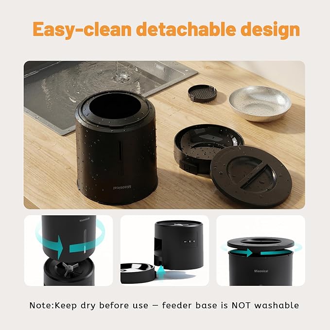 Miaosical Automatic Cat Feeder 2 Cats,2.4G WiFi Timed Auto Cat Food Dispenser with Dual Bowls,4.2L Smart App Control,Equal Portion Feeding for Multiple Cats (Black, 4.2L WiFi Dual Bowl)