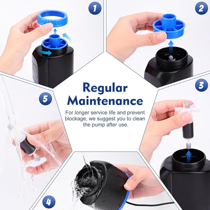 AQQA DC 36W Electric Aquarium Vacuum Gravel Cleaner | 6-in-1 Multifunctional, Fish Tank Cleaning Kit, Remove Dirt, Change Water, Wash Sand, Turtle Water Shower, Water Circulation