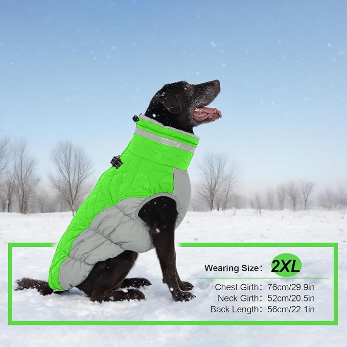 Warm Dog Coats For Large Dogs, Waterproof Dog Jacket With Harness, Zipper Clousure, Fleece Lining, Turtleneck, For Cold Weather Outdoor Walks, Pet Snowsuit For Beagle, Cocker Spaniel, Corgi- XL