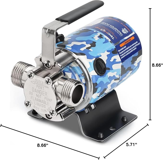 TecHome Water Pump Water Transfer Pump, 115V Rain Barrel Waterbed Pump. | 1/10HP 330GPH, with Water Hose Kit.