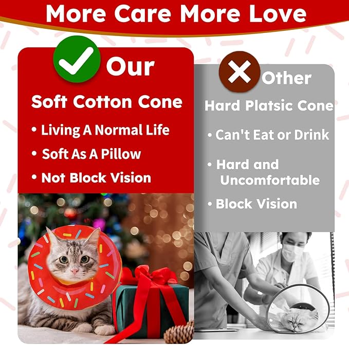 Hpetppy Cat Cone Collar Soft, Cat Recovery Collar for Wound Healing Cute Kitten Donut Adjustable Pet Cones to Stop Licking Comfortable Lightweight Neck Elizabethan Collars for Kittens After Surgery