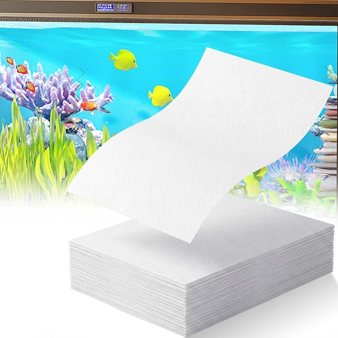 Aquarium Filter Sheets, Fits Most Standard Filters, 100 Pack | Filter Sheets Helps Reduce Cloudiness and Yellow or Green Tint, Safe for Freshwater and Saltwater Tanks