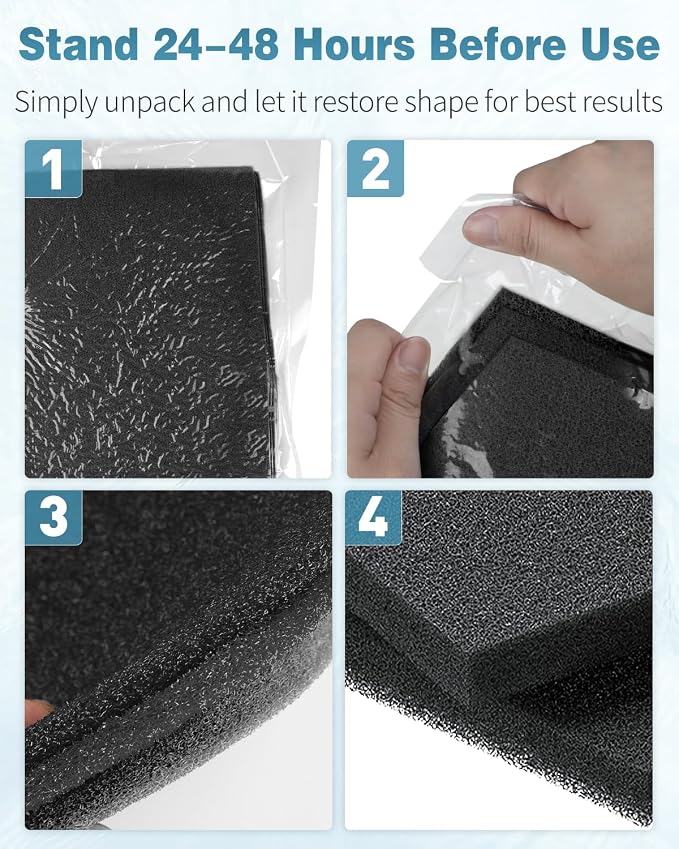 Pawfly 2 Pack Aquarium Bio Sponge Filter Media Pad, 40 PPI Filter Foam Sponge Pads Cut-to-Size Foam for Fish Tank Filters Sumps Ponds Hydroponics, 9" x 9" x 0.5"
