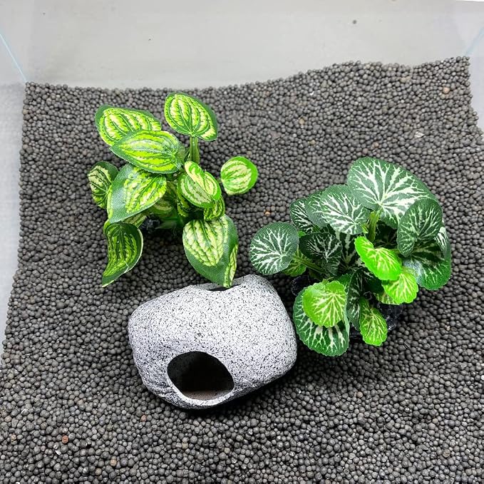 Aquarium Plants Betta Fish Tank Decorations 4inch/2pcs Soft Silk Artificial Plant Goldfish Waterscape Fish Hides Snake Tank/Reptiles Plants (B-3pcs Set)