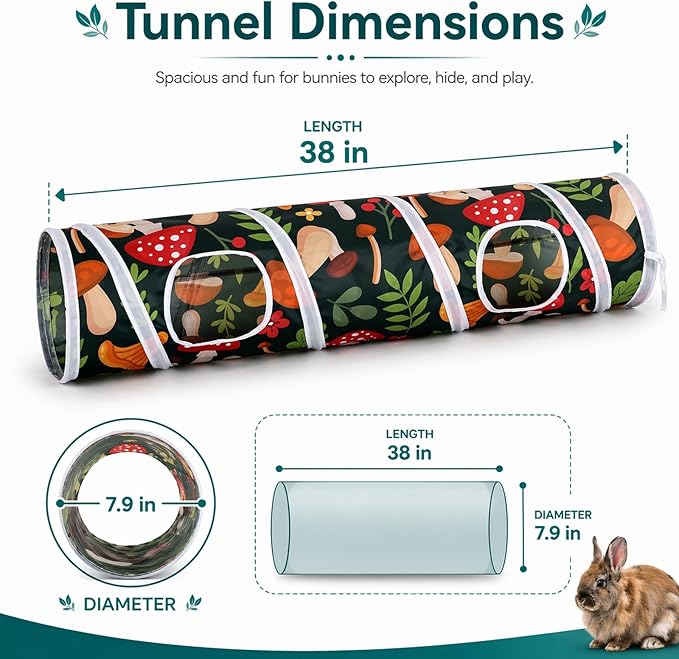 Rabbit Toys, Large Bunny Hideout Tunnel and Tube for Rabbit Guinea Pig Chinchilla Ferret Rat