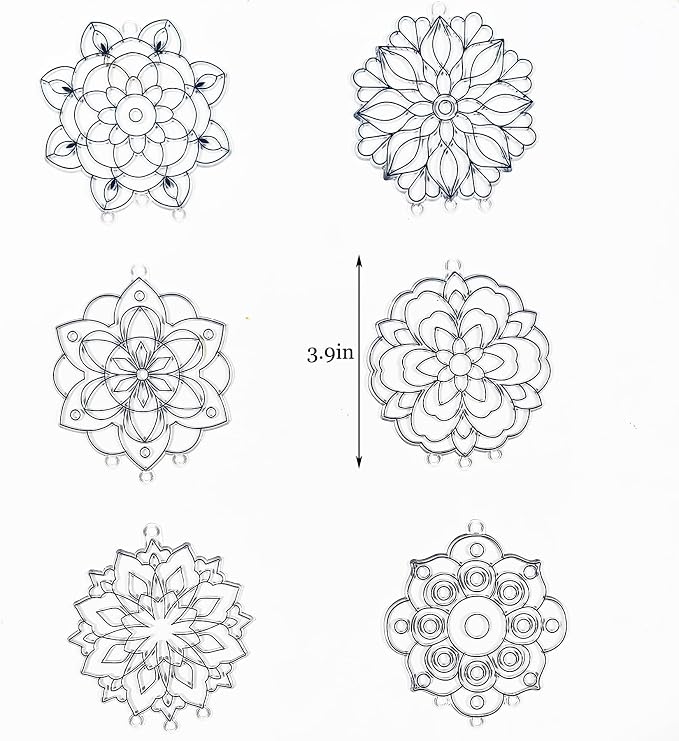30 Set Mandala Suncatcher Wind Chime Craft Kits, Flower DIY Window Art | Mandala Flower Craft Art Kit decor for Spring Summer seasonal events, home gatherings, celebrations, art projects