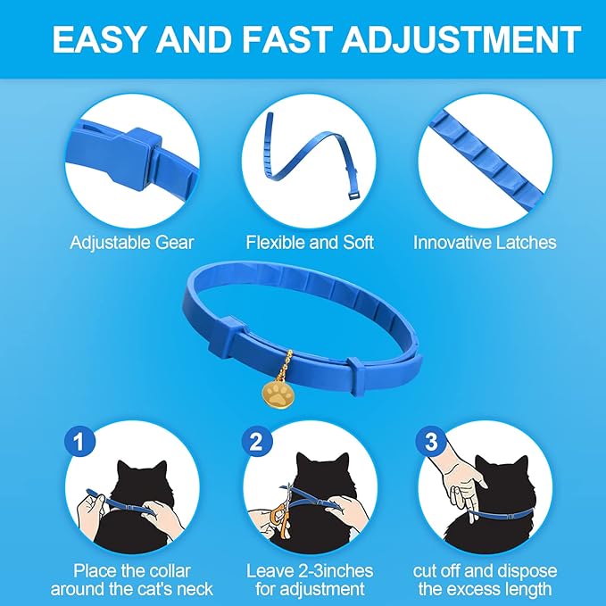 Weewooday 4 Pcs Cat Calming Collar Adjustable Pheromones Scent Relaxing Cat Collar with 2 Pendant for Puppies Reduce Stress Aggression Anxious, up to 15 Inches(Blue)