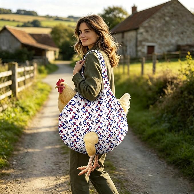 Chicken Carrier Sling Holder Bag with Handle, Driving Poultry Carriers Handbag for Farm Owners and Pet Lover Chicken Holder Poultry Travel (White#C)