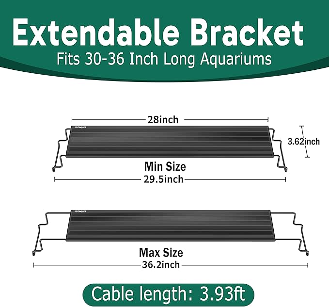 24/7 LED Aquarium Light for 30-36 Inch Plant & Fish Tank IP68, 12-Color & Gradient & Full Spectrum with Sunrise-Daylight-Moonlight, Auto On/Off, Brightness, Extendable Brackets for Freshwater