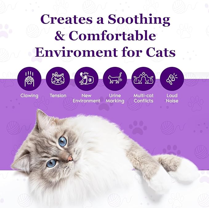 Cat Calming Diffuser Refill | 24/7 Soothing Pheromone Technology for Felines & Multi-Cat Homes | Long-Lasting Effect for up to 30 Days Fits Standard Pheromone Diffusers (2 Pack)