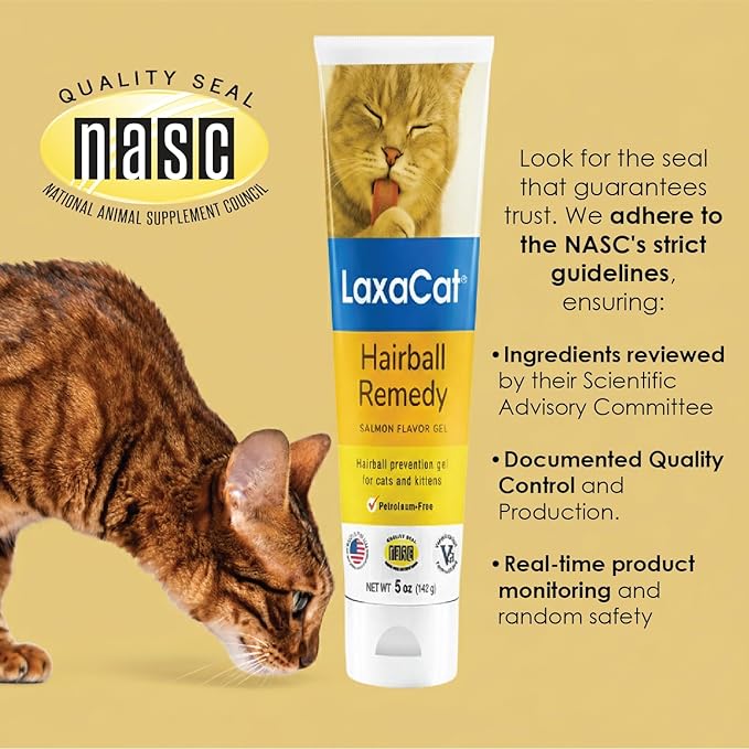 Hairball Gel for Cats 5 oz Petroleum Free Cat Hairball Paste for Furball Control, Constipation Relief and Digestive Support, Easy Lick Salmon Flavor Hairball Treatment for Daily Use, Made in USA